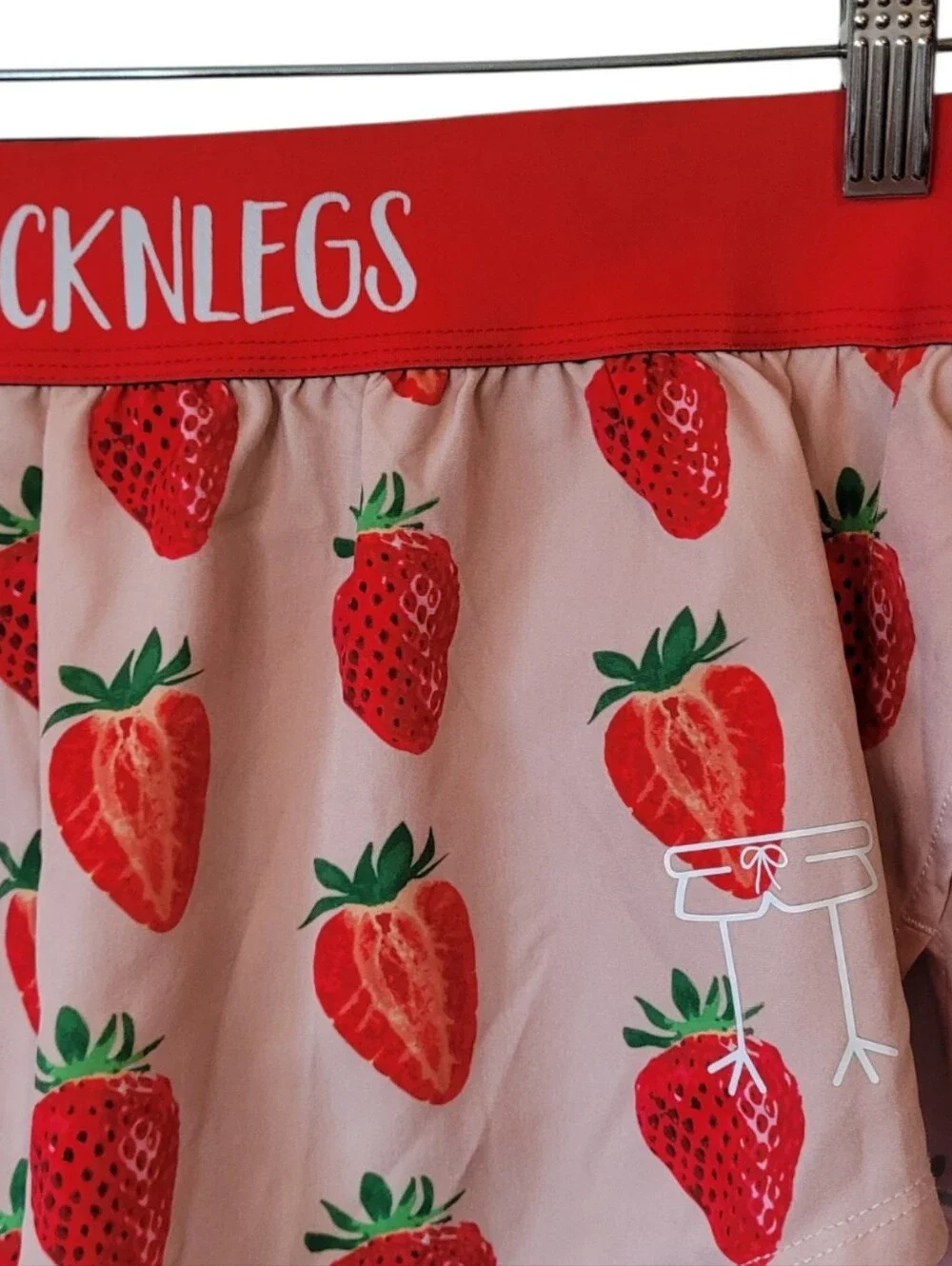 Chicknlegs Pink & Red Strawberry Print Running Shorts Size M